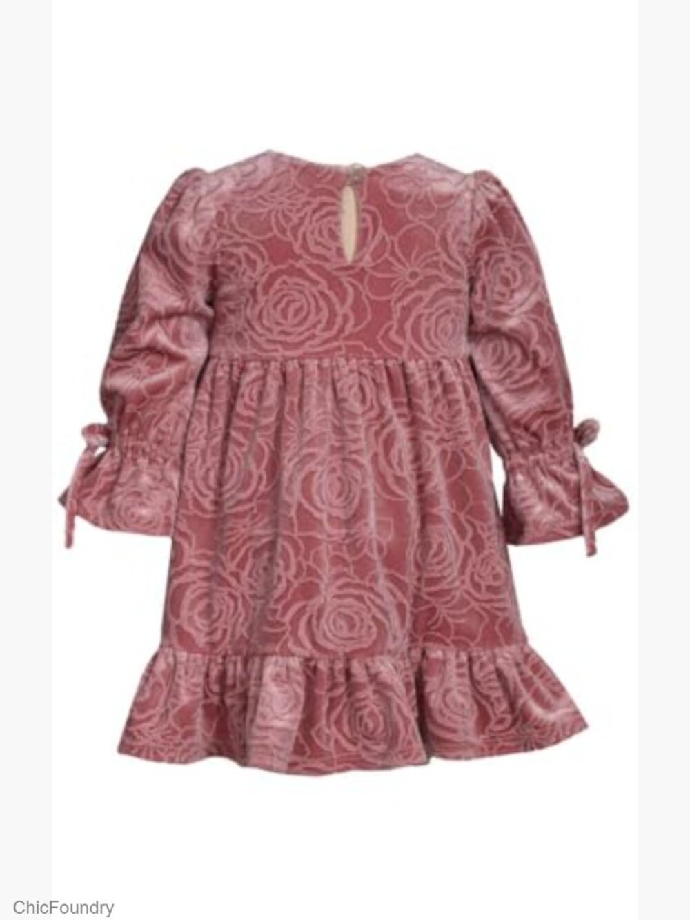 Girl's Velvet Long Sleeve Dress for Fall Winter - Picture 2 of 3